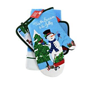 Seasonal Goods Christmas House 5 Piece Kitchen Linen Set